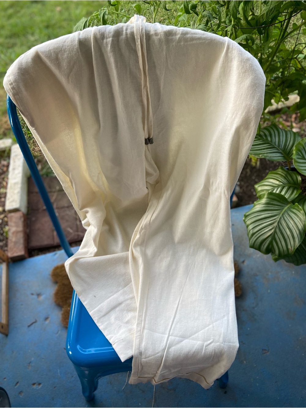 Cable & Gauge Cream linen pants with Elastic Waist
